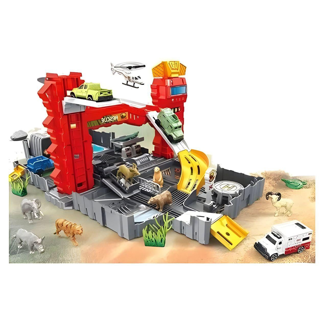 Парковка SY 9944 с машинками/животными и наклейками