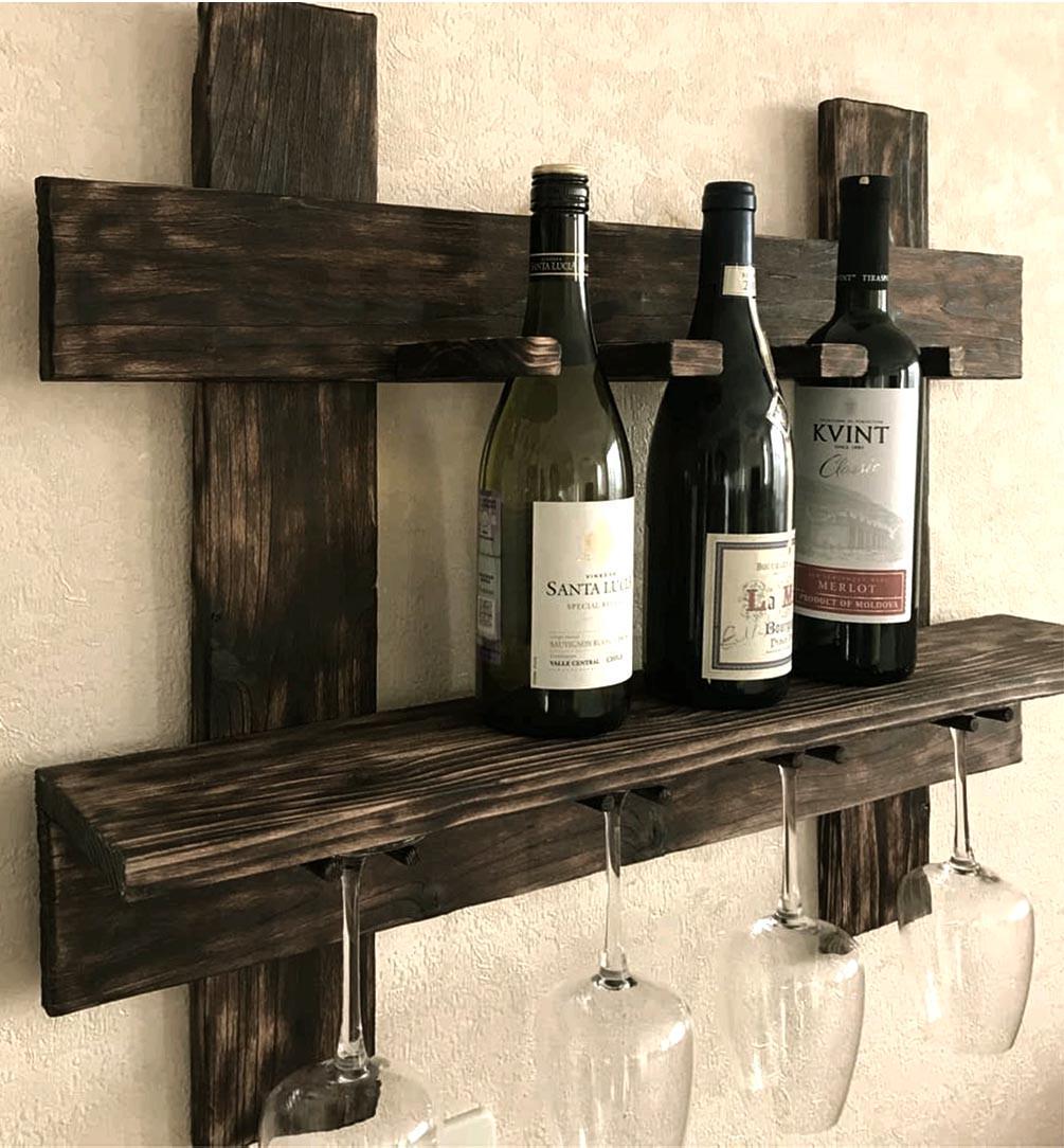 Полка для вина настенная из дерева Камикава Мокко (ПНК-011610)