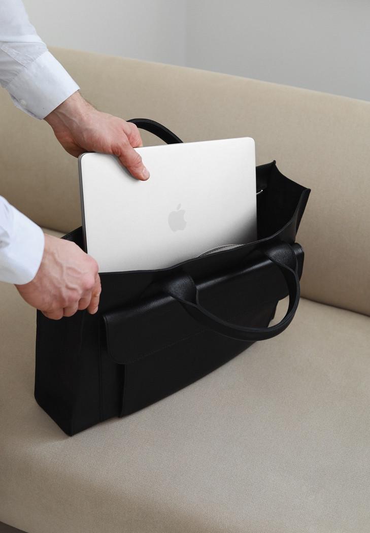 Сумка кожаная для ноутбука и документов универсальная Черный (A-028885) - фото 4