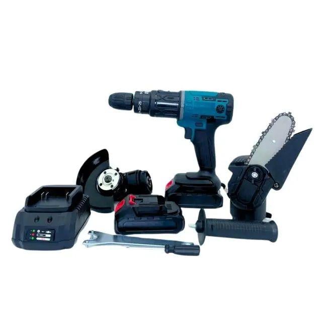 Набор электроинструментов аккумуляторных 3в1 в пластиковом кейсе шуруповерт/турбинка/мини пила и 2 АКБ 36 V Набор электроинструментов аккумуляторных 3в1 в пластиковом кейсе шуруповерт/турбинка/мини пила и 2 АКБ 36 V