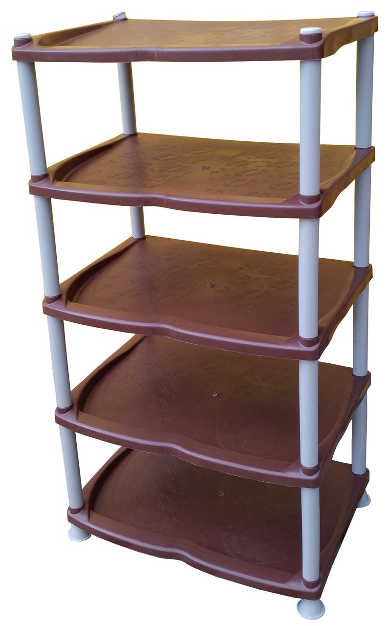 Полочка для обуви пластиковая 5 ярусов 85х45,5х32 см Коричневый (472733-Prob)