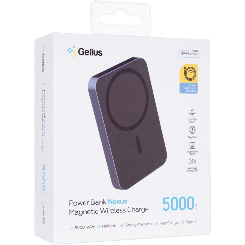 Повербанк с беспроводной зарядкой Gelius Nexus Magnetic Wireless Charge GP-PBW100i 15W 5000 mAh (98435) - фото 10