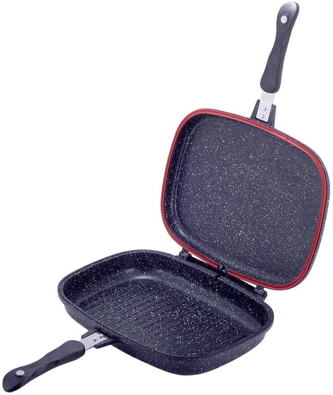 Сковорода-гриль Kamille Grill Pan двухсторонняя прямоугольная 32х24х7,5 см (KM-4432)