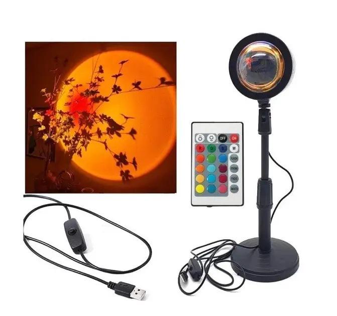 Лампа проекционная LED для селфи/фото/видео с эффектом солнца RGB с пультом 23 см (2079257820) - фото 4