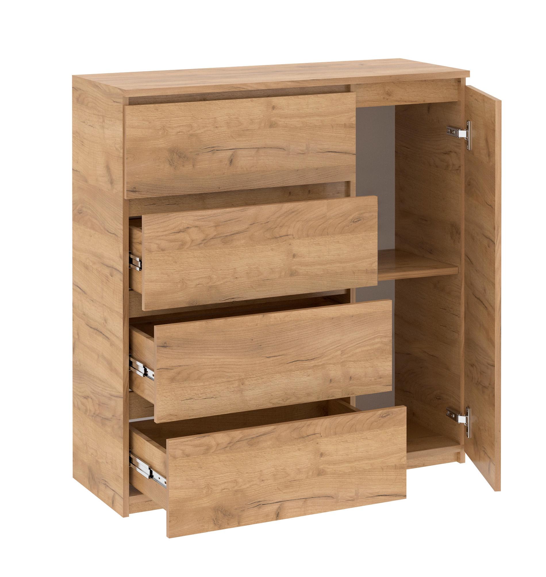 Комод Мастер Форм Брайт ДСП 4/1 телескопические направляющие правосторонний 1000х376х950 мм Крафт Золотой - фото 2 Комод Мастер Форм Брайт ДСП 4/1 телескопические направляющие правосторонний 1000х376х950 мм Крафт Золотой - фото 2