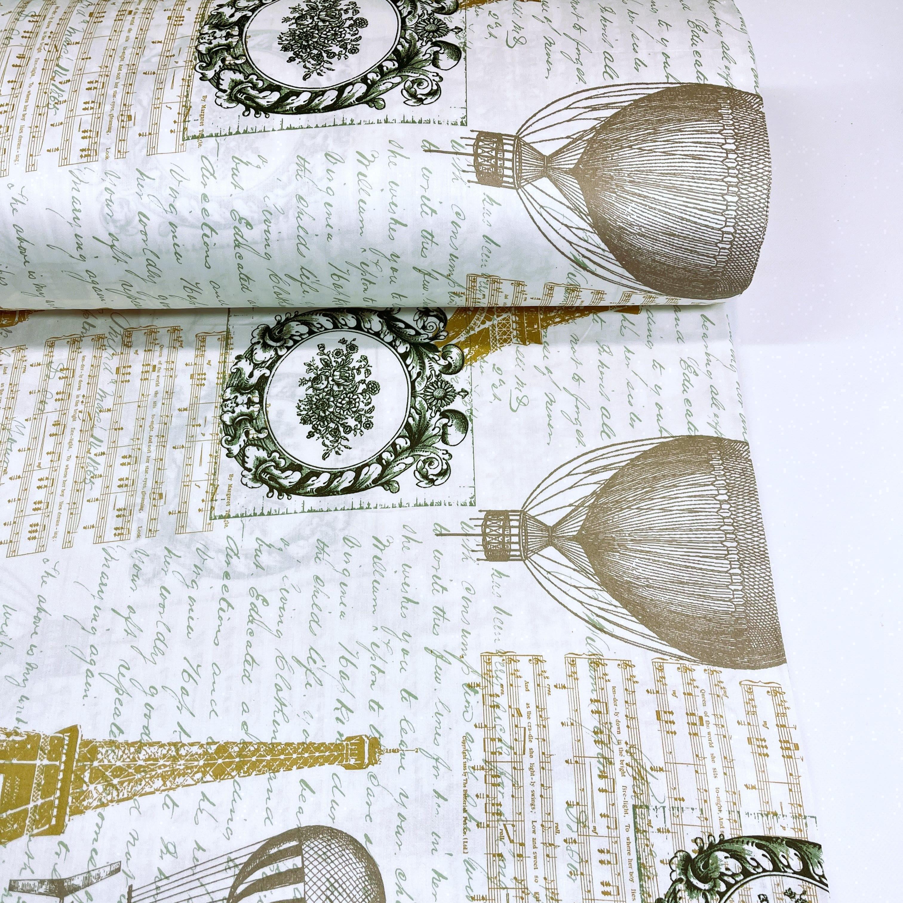 Ткань для постельного белья сатин диджитал винтажный Париж хлопок 240 см (V-08/R060578 00887)