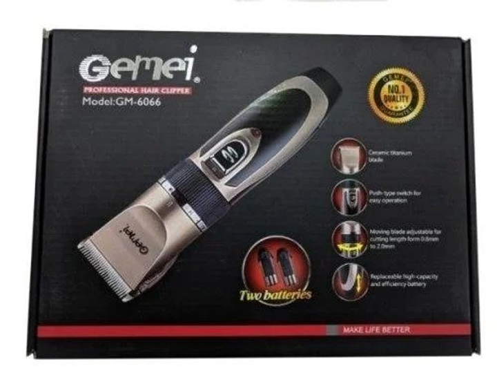 Машинка для стрижки аккумуляторная Geemy Gm-6066 2 аккумулятора Черный/Золотой (2046898032) - фото 17