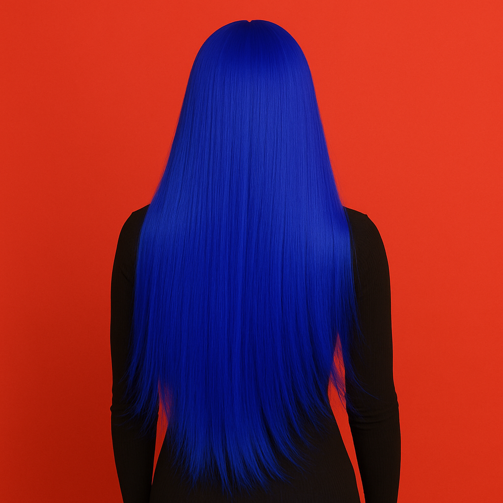 Перука жіноча аніме пряме волосся без чубчика 70 см Блакитний (K0862-5) - фото 2