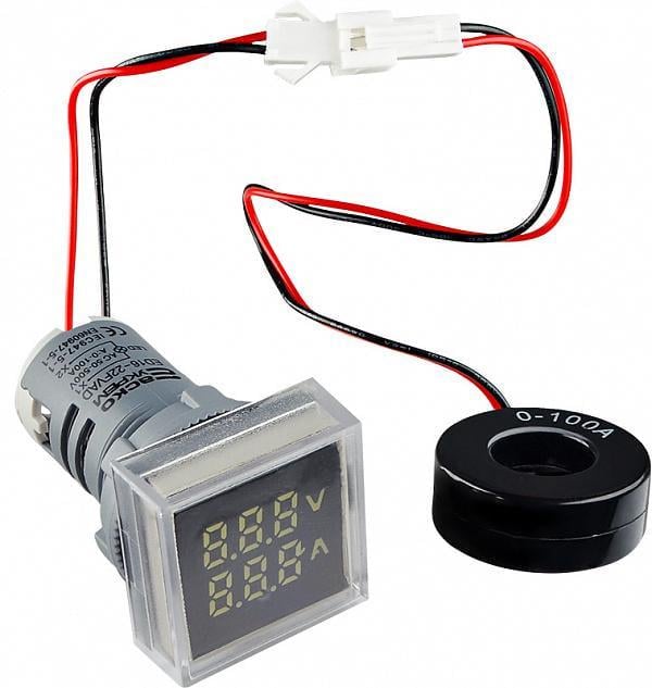 Амперметр-вольтметр цифровий АСКО-Укрем ED16-22 FVAD 0-100A 50-500V квадратний Білий (A0190010047) Амперметр-вольтметр цифровий АСКО-Укрем ED16-22 FVAD 0-100A 50-500V квадратний Білий (A0190010047)