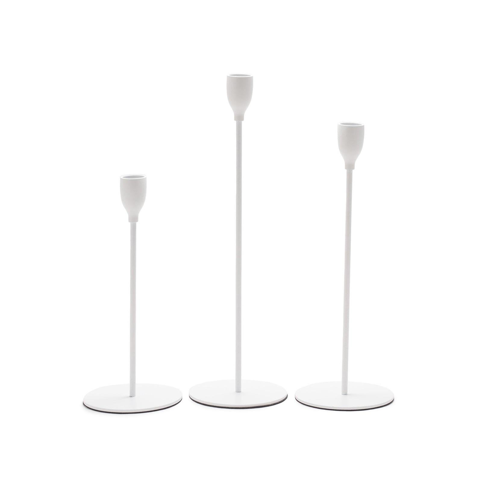 Підсвічники святкові Remy-Decor Гамлет металеві 3 шт. 23/28/33 см Білий