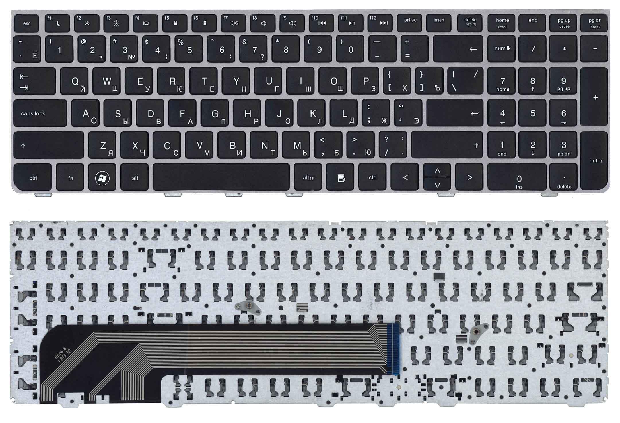 Клавиатура для ноутбука HP ProBook 4535S/4530S/4730S Silver Frame Black