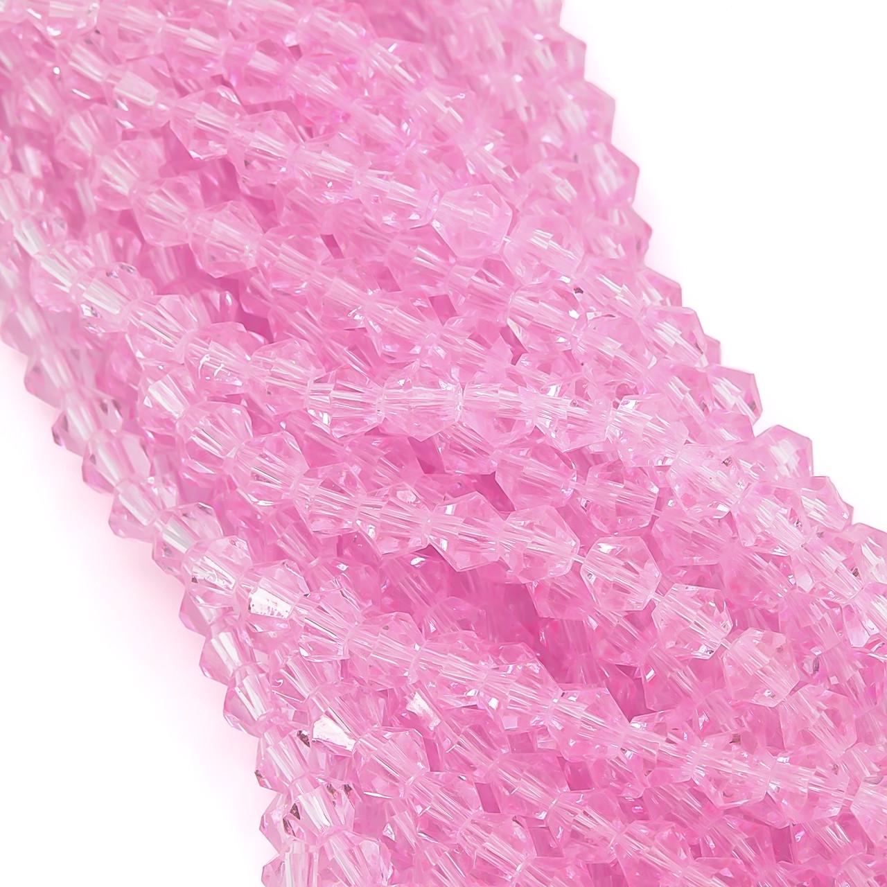 Намистини кришталеві Біконус 6,2х6 мм 46 шт. Рожевий (БІ0006к09)