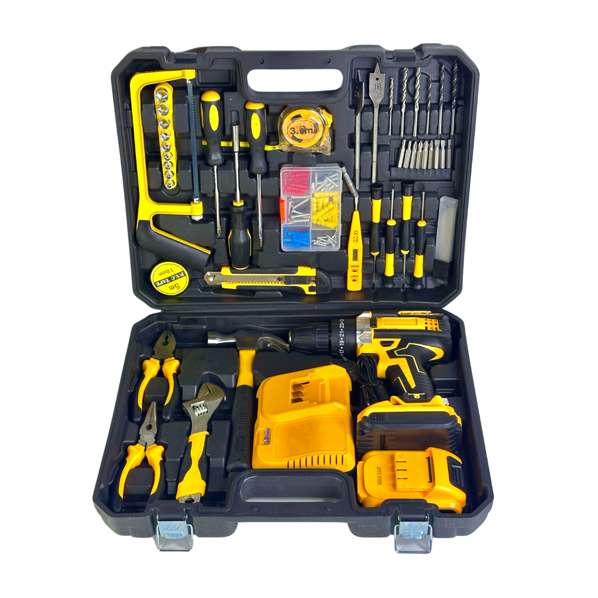 Шуруповерт ударный с 2 ​​аккумуляторами 24V 5A/h и набором инструментов в кейсе (MLJ-936-Yellow)