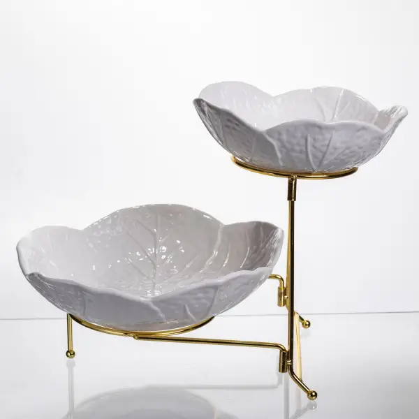 Фруктовница фарфоровая на 2 яруса 35х25х26 см Белый - фото 4 Фруктовница фарфоровая на 2 яруса 35х25х26 см Белый - фото 4