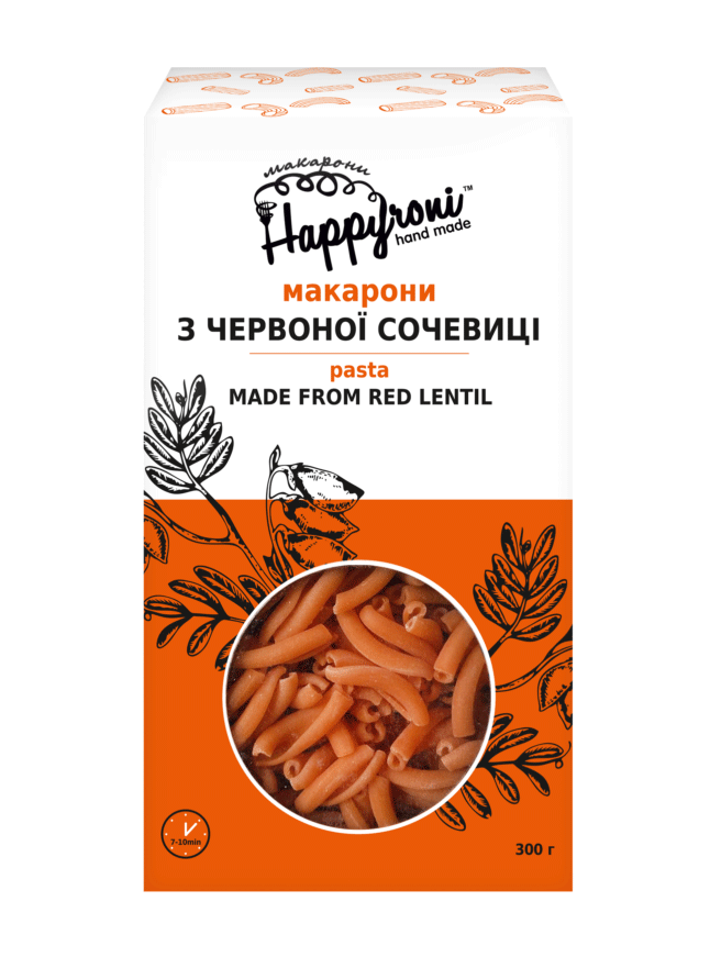 Завитки из красной чечевицы Happyroni без глютена 300 г