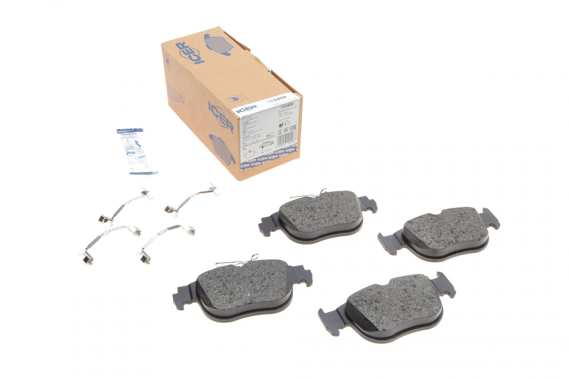 Колодки тормозные задние ICER Audi A3/Seat Leon/Skoda Octavia/VW Golf VIII 19-/Caddy 20- (182408)