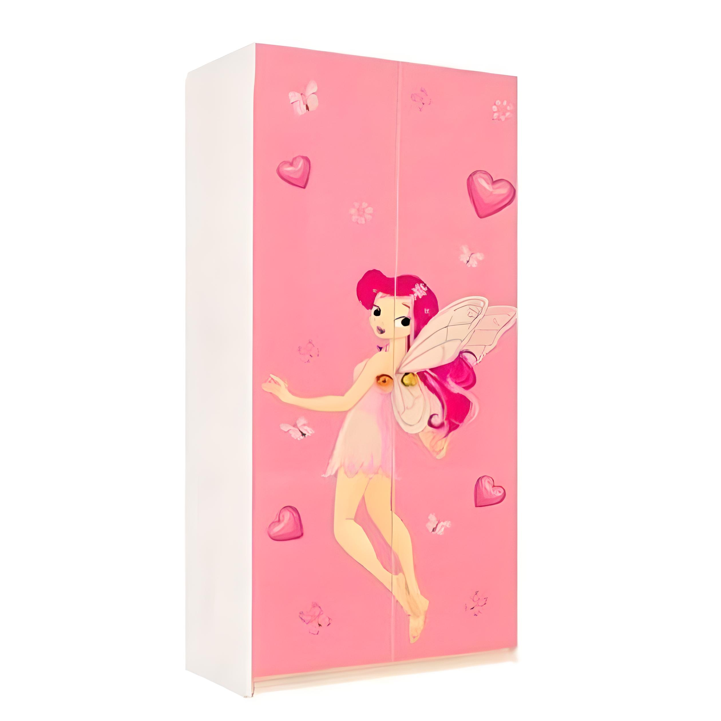 Шкаф двухдверный Світ Меблів Мульти Фея 2Д в детскую комнату 800x520x1965 мм ДСП Белый/Розовый