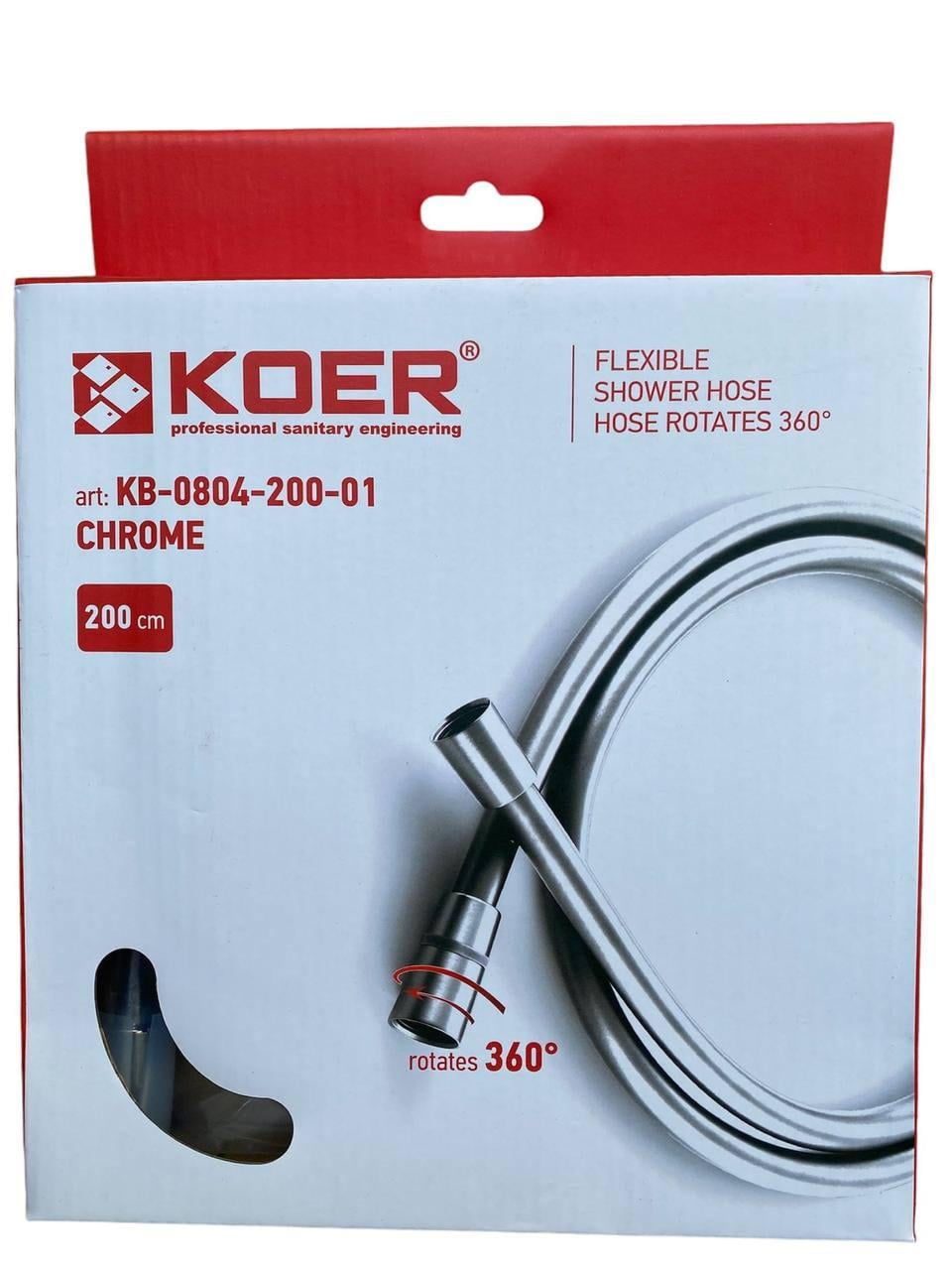 Шланг для душа силиконовый KOER с подшипником 200 см Хром (KB-0804-200-01)