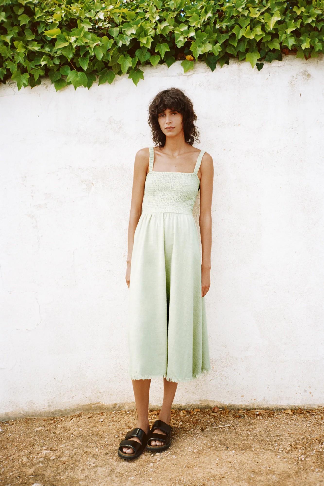 Платье-сарафан миди ZARA 9421 XS р. 24 Фисташковый