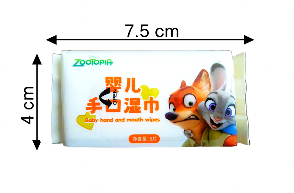 Серветки вологі міні Disney Зоотрополіс Cotton без спирту та запаху 8 шт. (0603) - фото 2