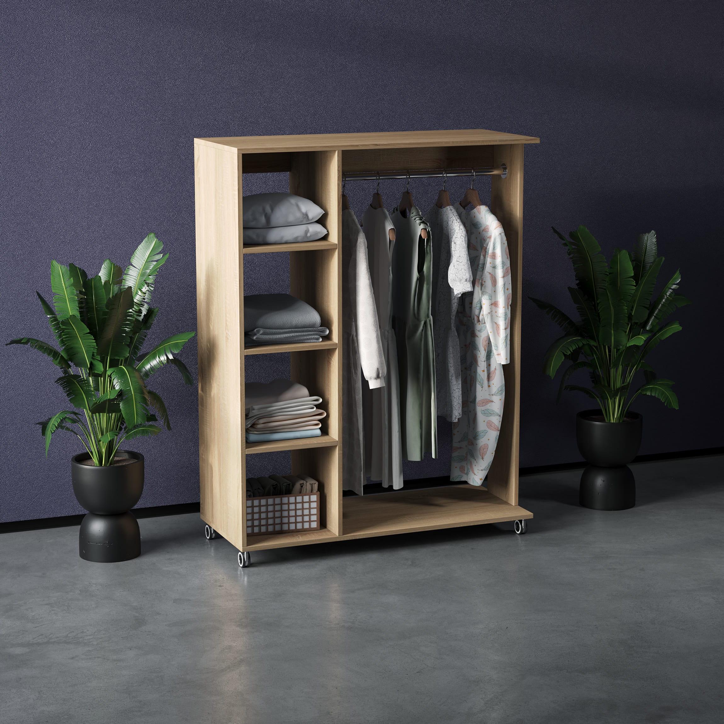 Гардеробна пересувна Model 2 зі штангою та полицями Дуб сонома (380873)