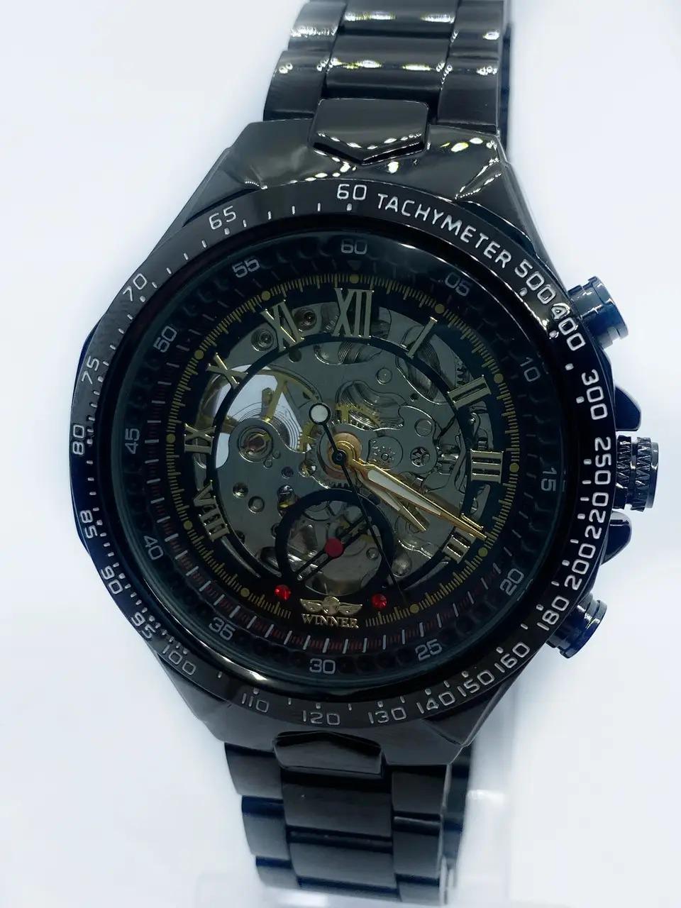 Годинник чоловічий механічний наручний Winner Skeleton з автопідзаводом Чорний з золотом (IBW903BY) - фото 6