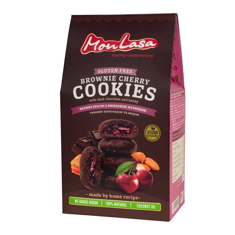 Печенье брауни Monlasa Vegan Вишня без сахара и глютена 120 г