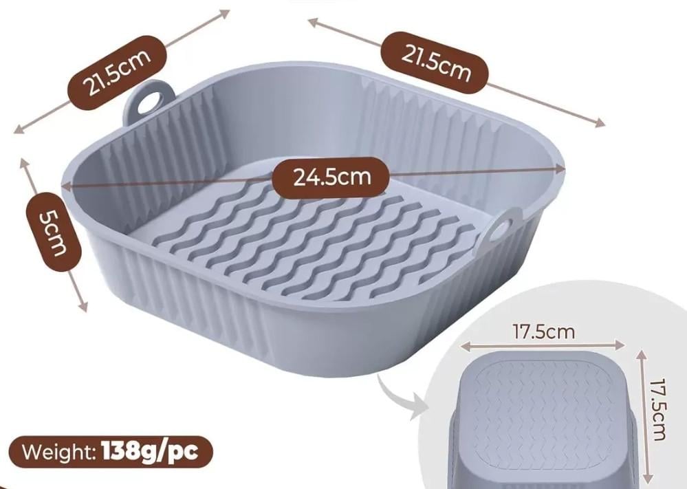 Форма для аерогриля квадратна силіконова Сірий (2716246241) - фото 4 Форма для аерогриля квадратна силіконова Сірий (2716246241) - фото 4