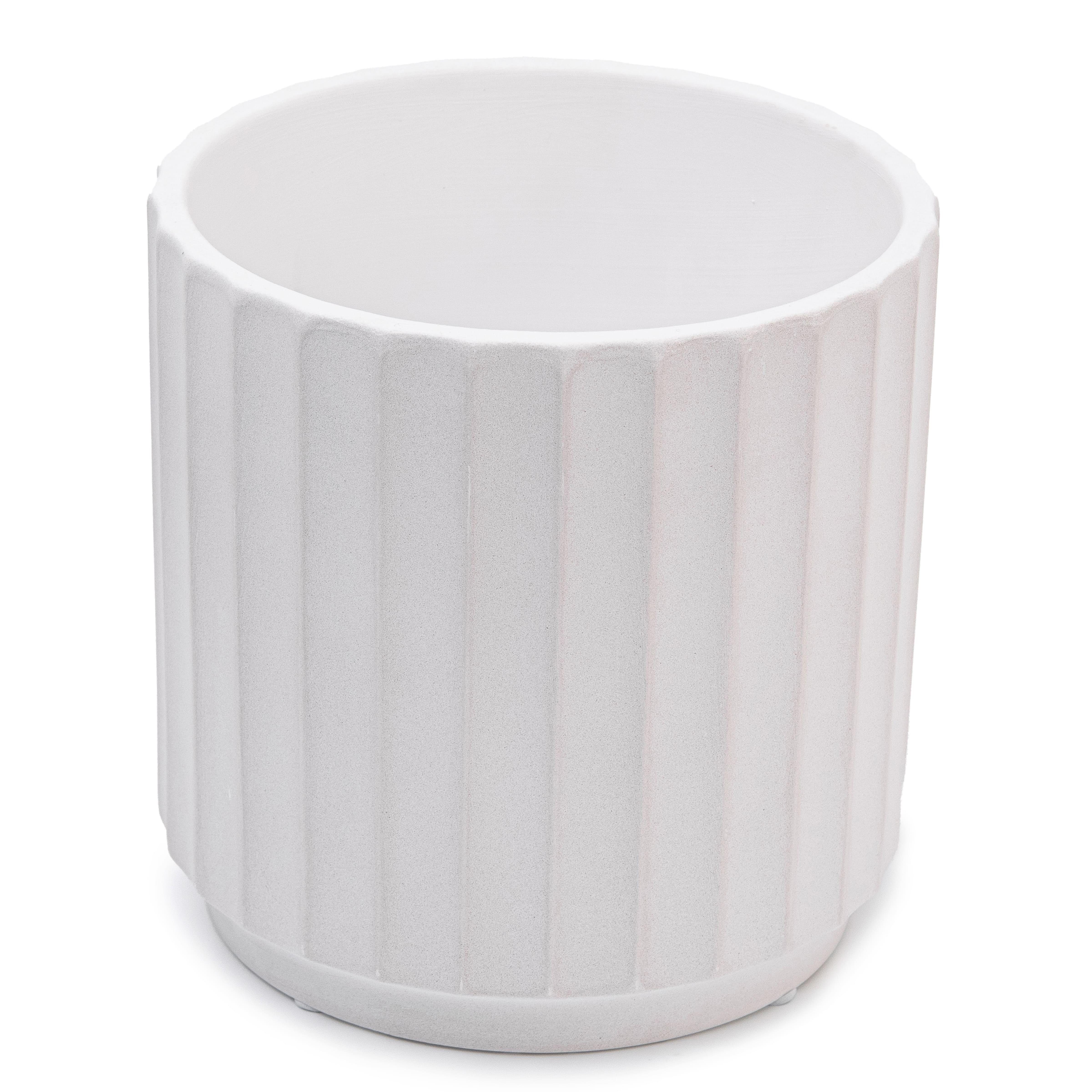 Кашпо для цветов керамическое elemi Грань круглый 1,4 л Белый (УТ-00094969) - фото 2