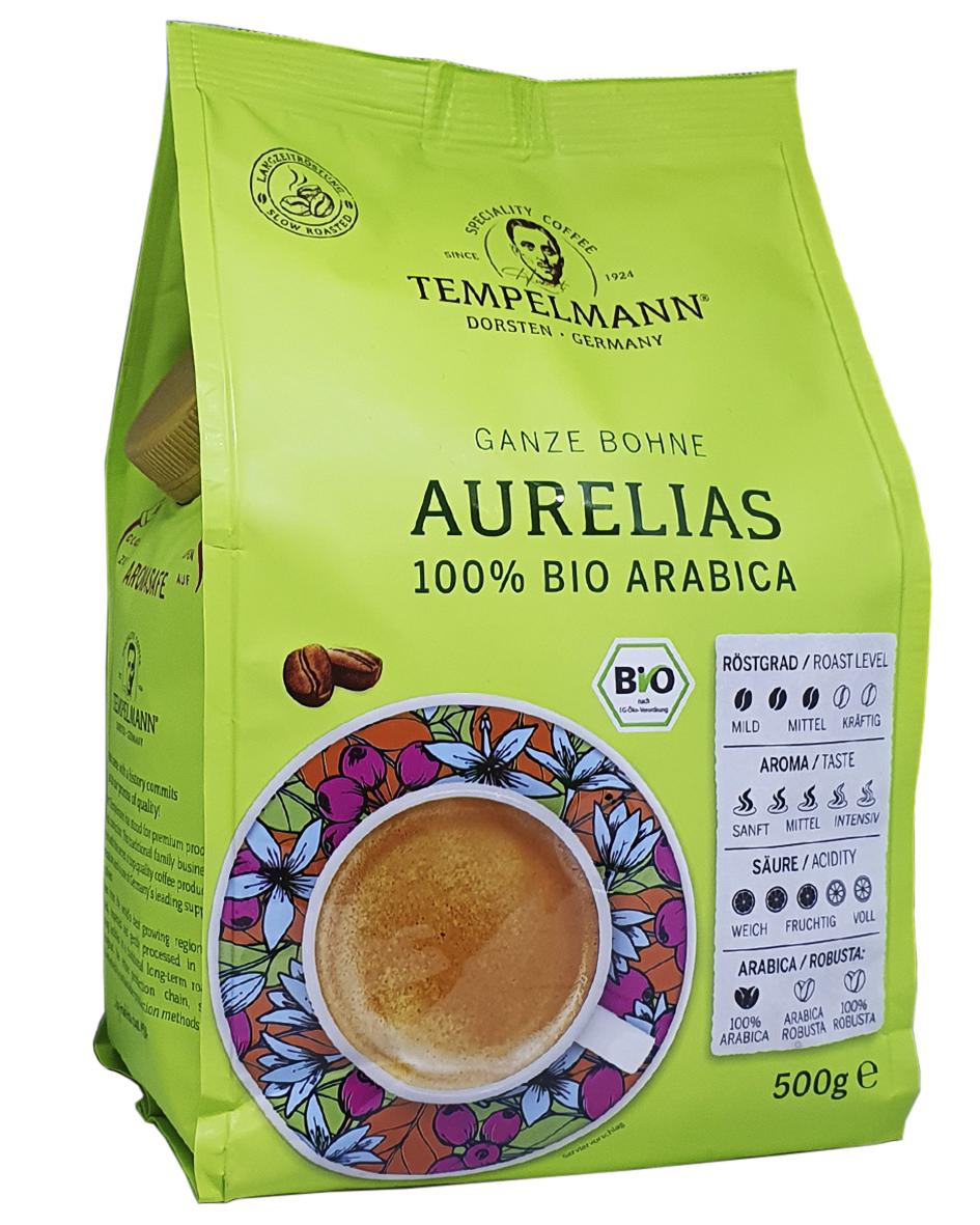 Кофе Tempelmann Aurelias 100% био арабика зерно 500 г (56524) Кофе Tempelmann Aurelias 100% био арабика зерно 500 г (56524)