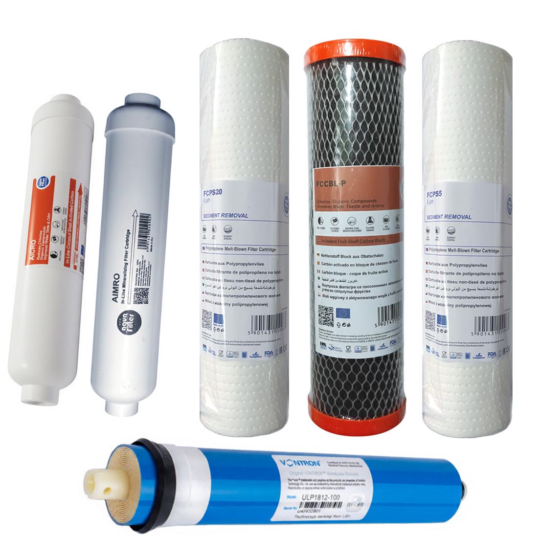 Набор Aquafilter для систем обратного осмоса PP20-BL-PP5/Постфильтр/Минерализатор/Мембрана Vontron 100 (2377516570)