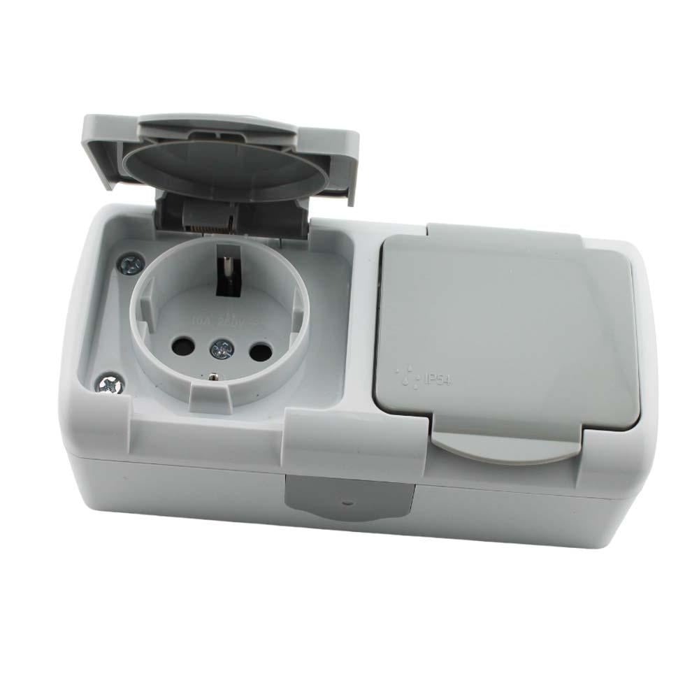 Розетка двомісна LEDium ONTARIO із заземленням IP54 (NR04)