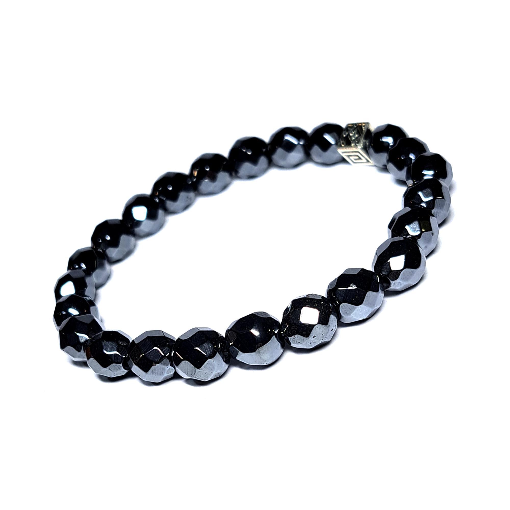 Браслет DARSANA з натурального каменю гематит діаметр намистин 8 мм (DRSU005359)