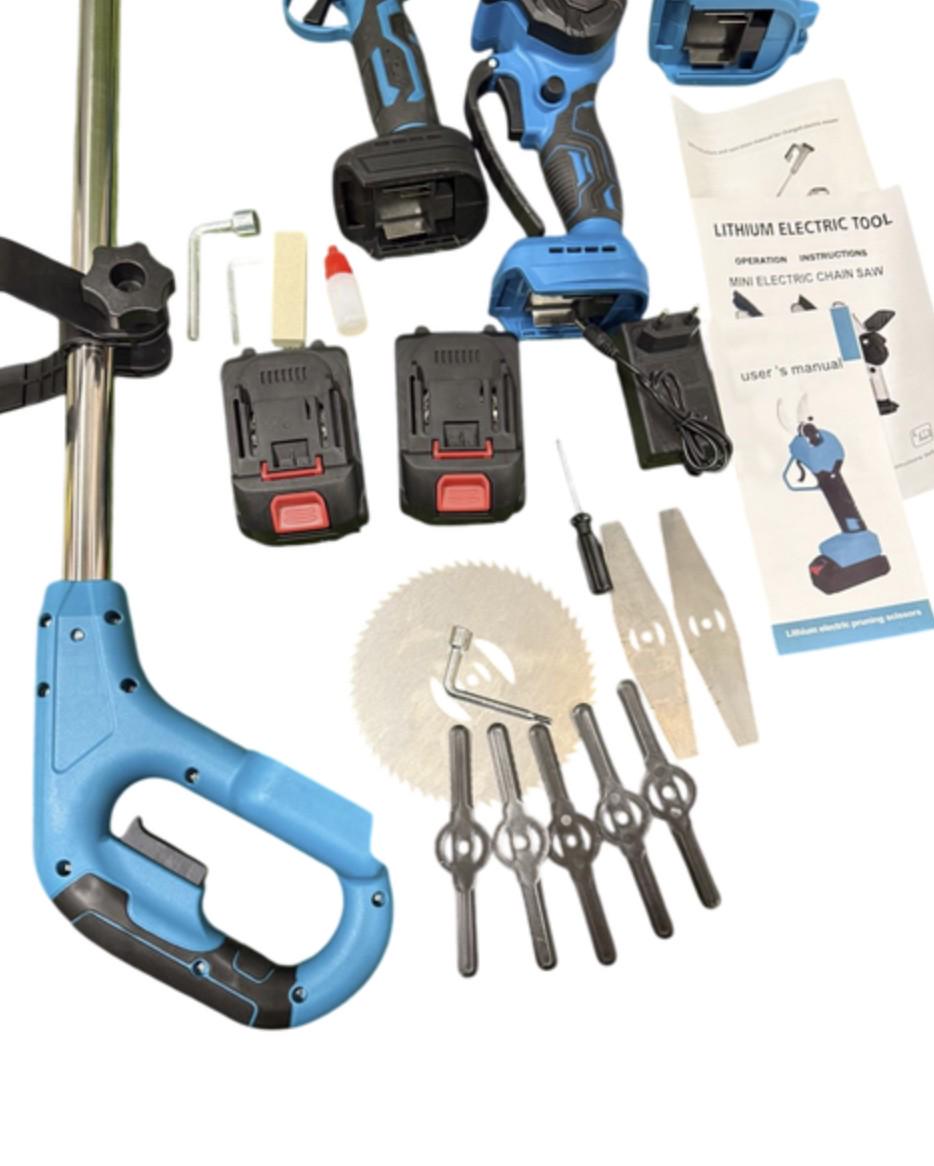 Садовий набір акумуляторний KRAFFTEC секатор/міні-пила/тример/повітродувка 48V 4в1 (30766602) - фото 7