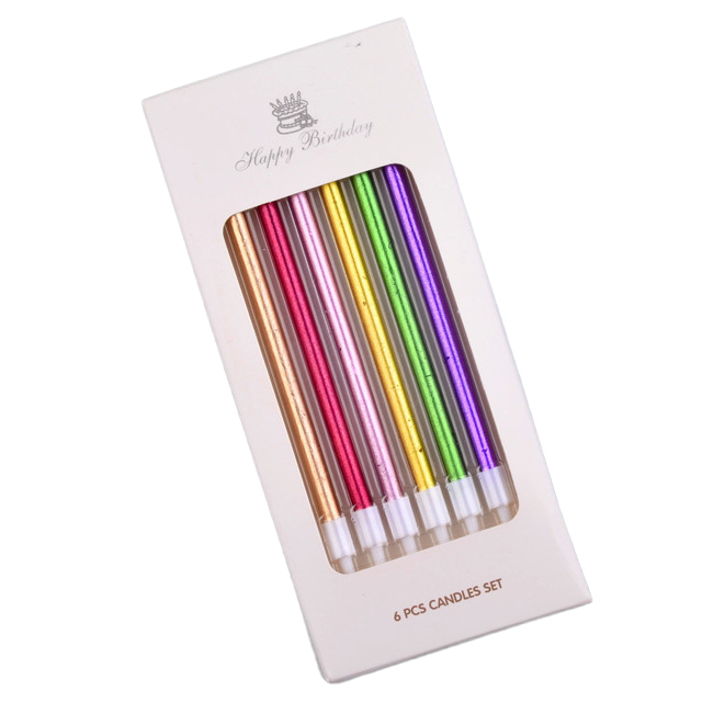 Свічки для торта Металік 6 шт. Різнокольоровий (16079)
