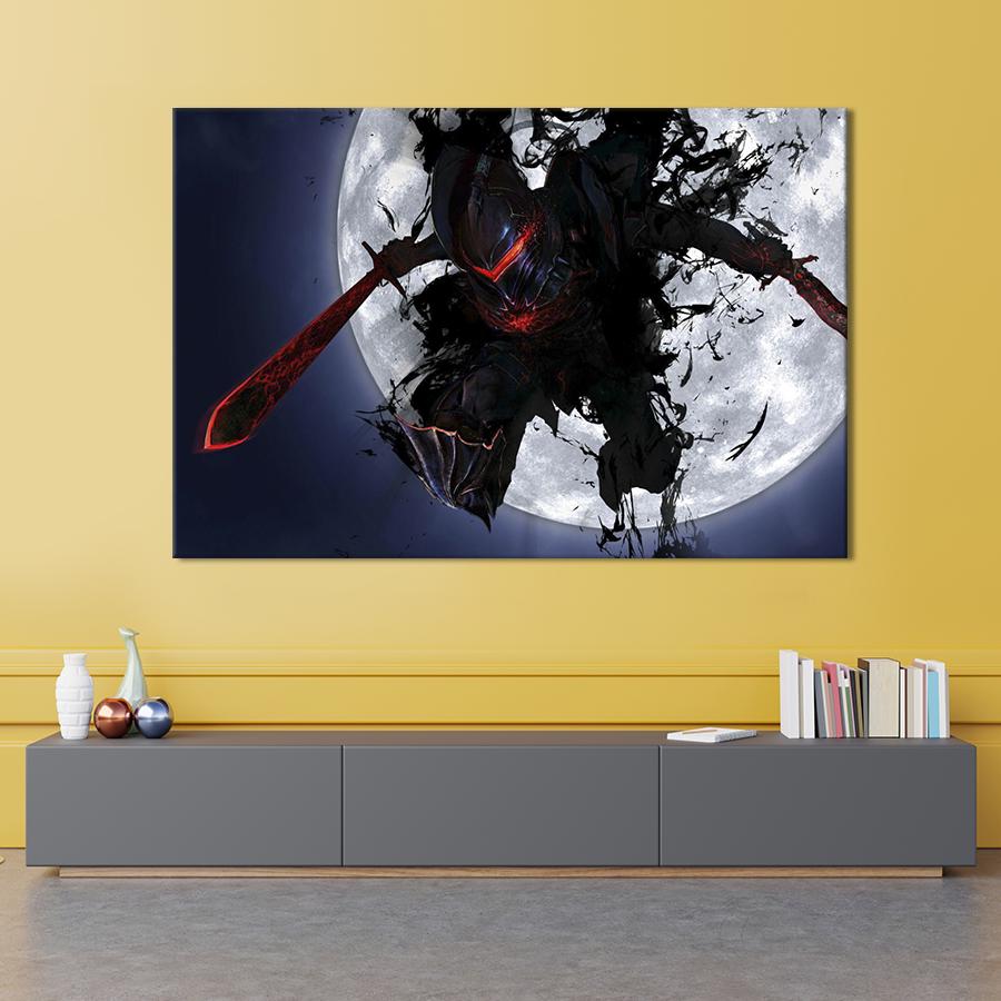 Картина на холсте Мрачный рыцарь в стиле аниме 51x34 см (1423-1)
