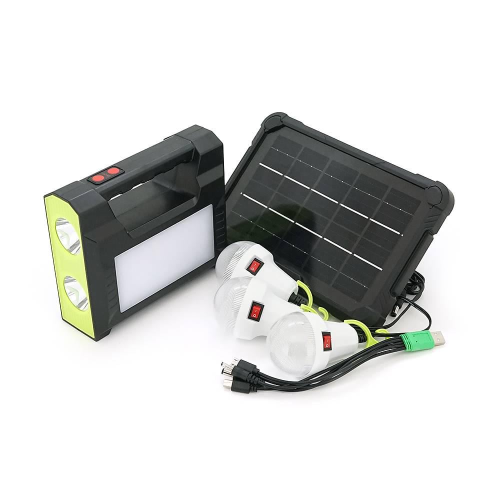 Ліхтар переносний GD-C7/Solar 1/1 режим вбудований акум 3 лампочки 3W USB вихід Black (41648)