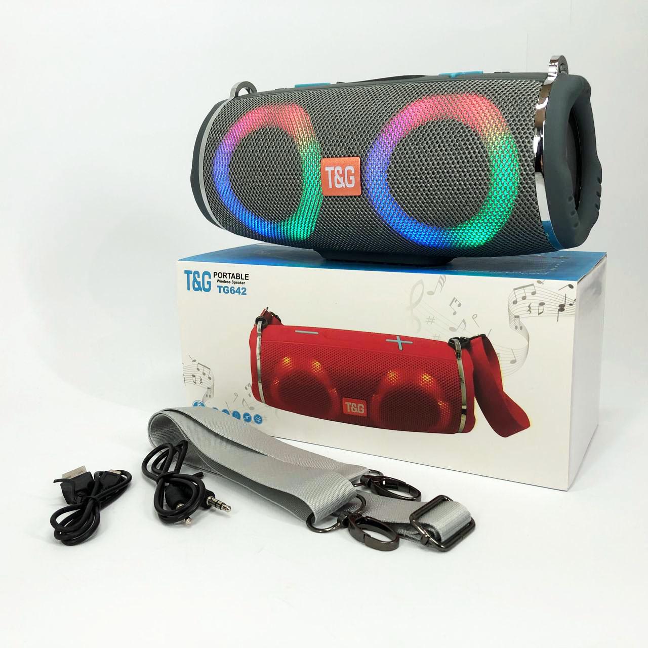 Портативна колонка з RGB підсвічуванням та ремінцем Сірий (TG642) - фото 3