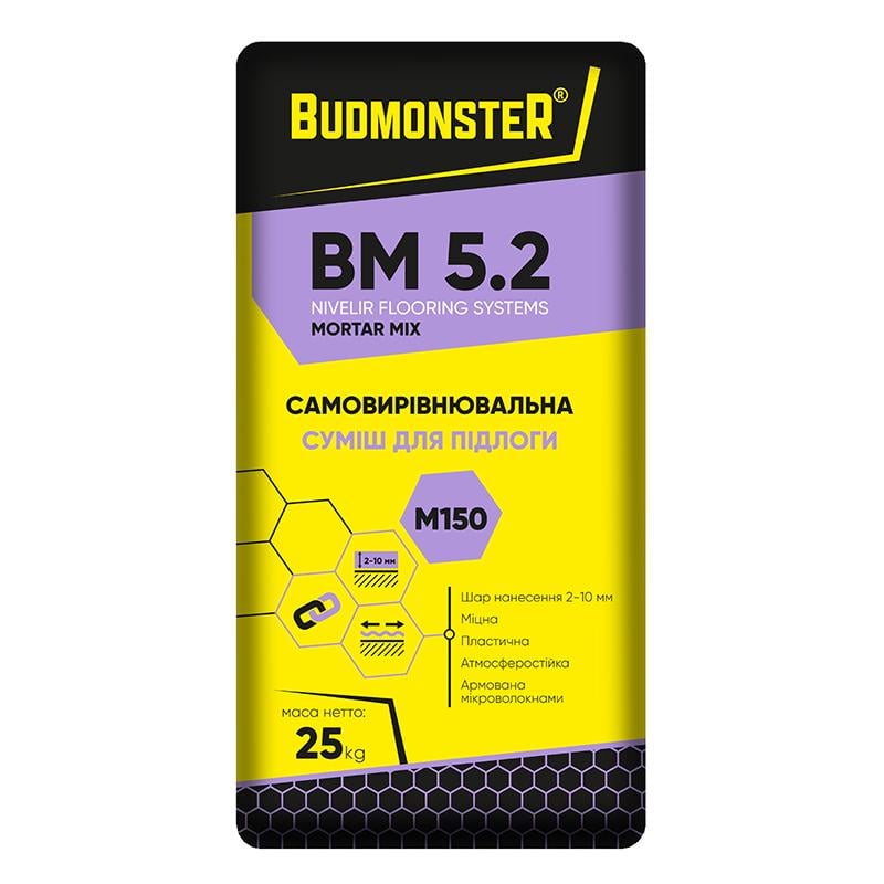 Смесь самовыравнивающаяся BudmonsteR BM 5,2 2-20 мм 25 кг (87013) - фото 2 Смесь самовыравнивающаяся BudmonsteR BM 5,2 2-20 мм 25 кг (87013) - фото 2