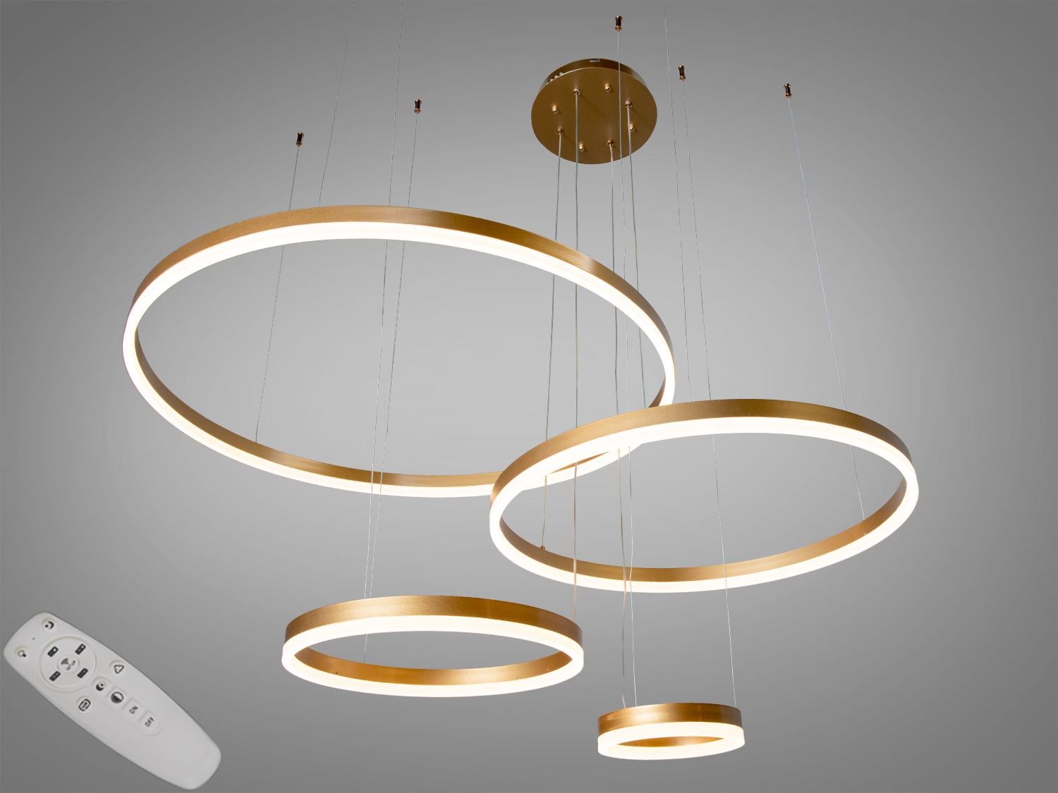 Люстра подвес светодиодная с пультом 135 Вт Золотой (D2485-800/600/400/200G)