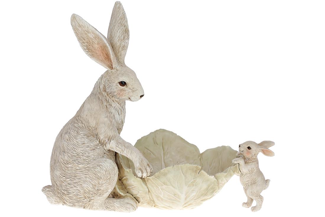 Декоративная статуэтка-блюдо BonaDi Зайчиха с малышом (K07-125)