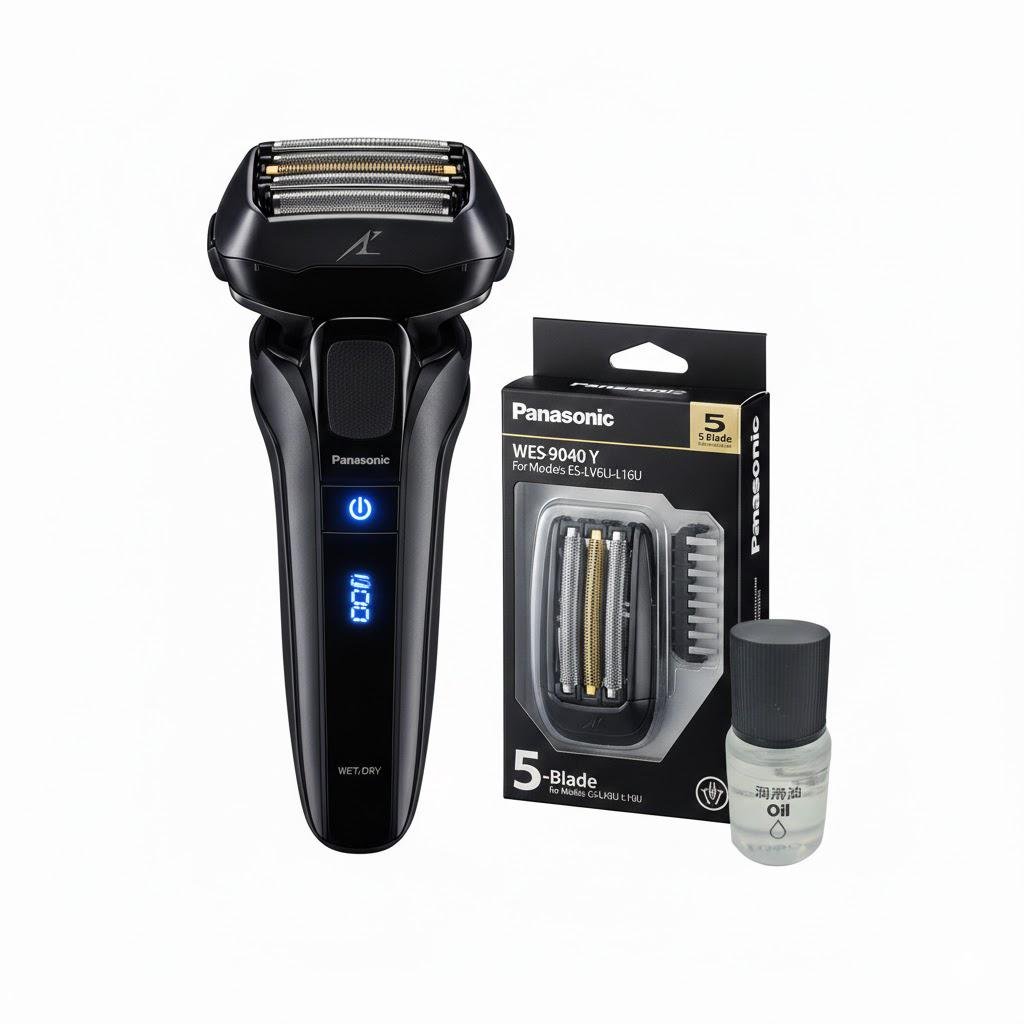 Электробритва Panasonic ES-LV6U-K820-AS2 с дополнительным набором из сетки Panasonic WES-9181Y-1361/маслом WES-8196X-7911 (31870544)