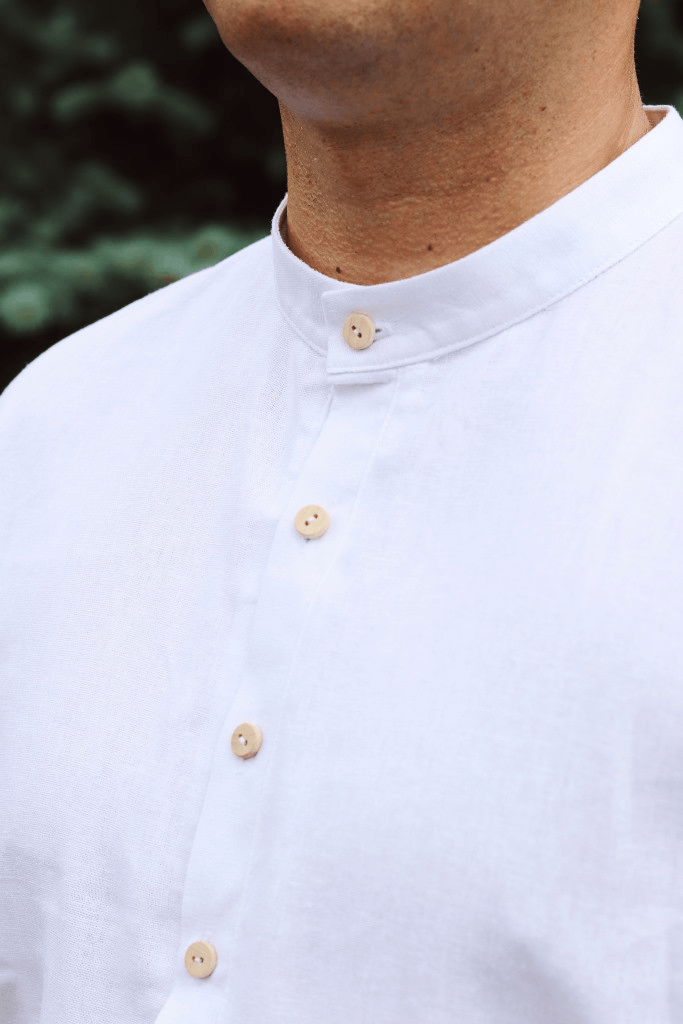 Рубашка мужская льняная М/L Белый (0001858-М/L) - фото 2