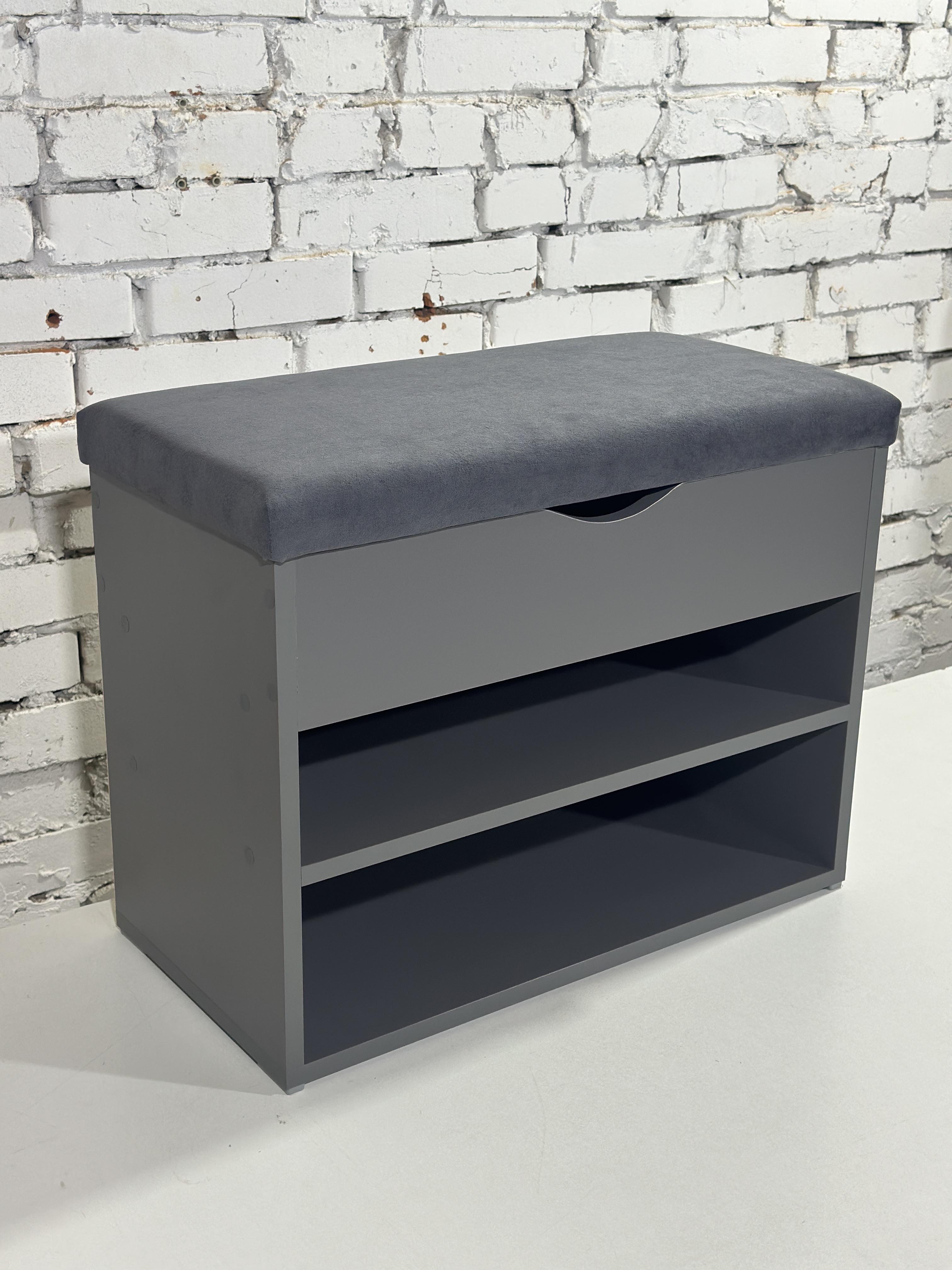 Тумба для обуви ДСП/ткань 30х70х45 см Графитовый/Графитовый - фото 1