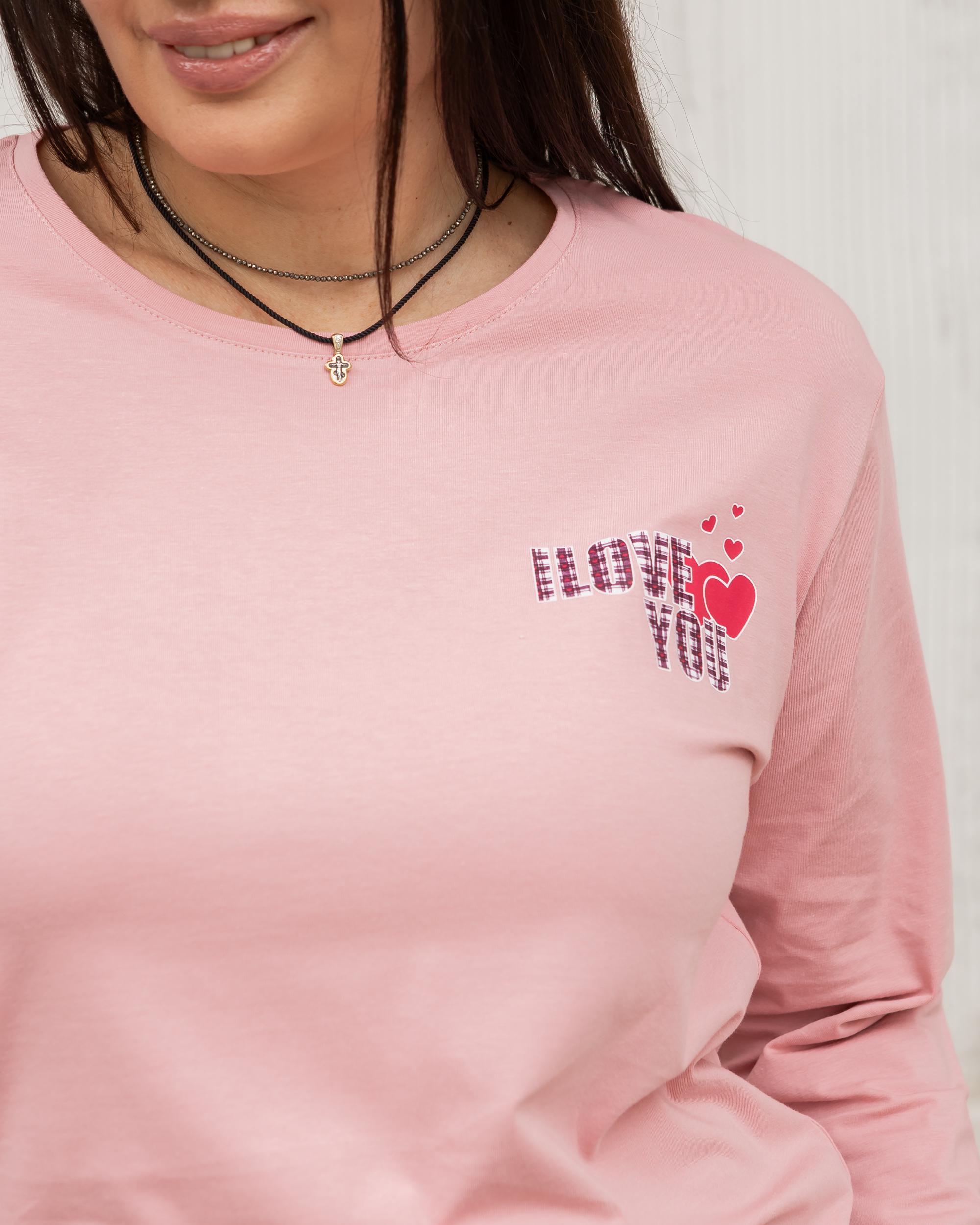 Комплект батальный со штанами Сердечки 30072 5XL Розовый - фото 3 Комплект батальный со штанами Сердечки 30072 5XL Розовый - фото 3