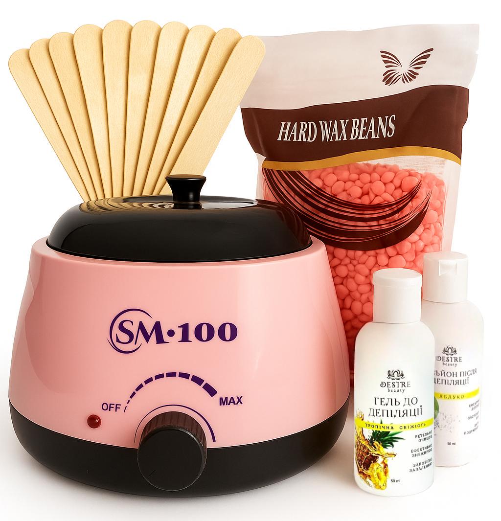 Набір для депіляції із воскоплавом 100 Вт/віском 500 г/шпателі/засоби для шкіри (SM-100NB) Набір для депіляції із воскоплавом 100 Вт/віском 500 г/шпателі/засоби для шкіри (SM-100NB)