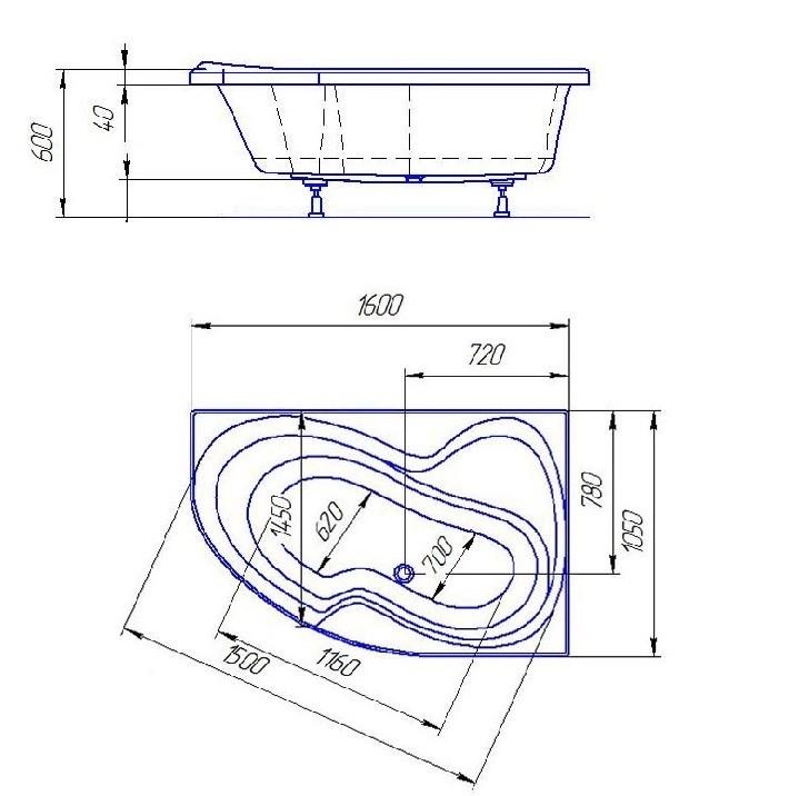 Ванна акрилова Redokss San VERONA 1600x1050 мм - фото 5