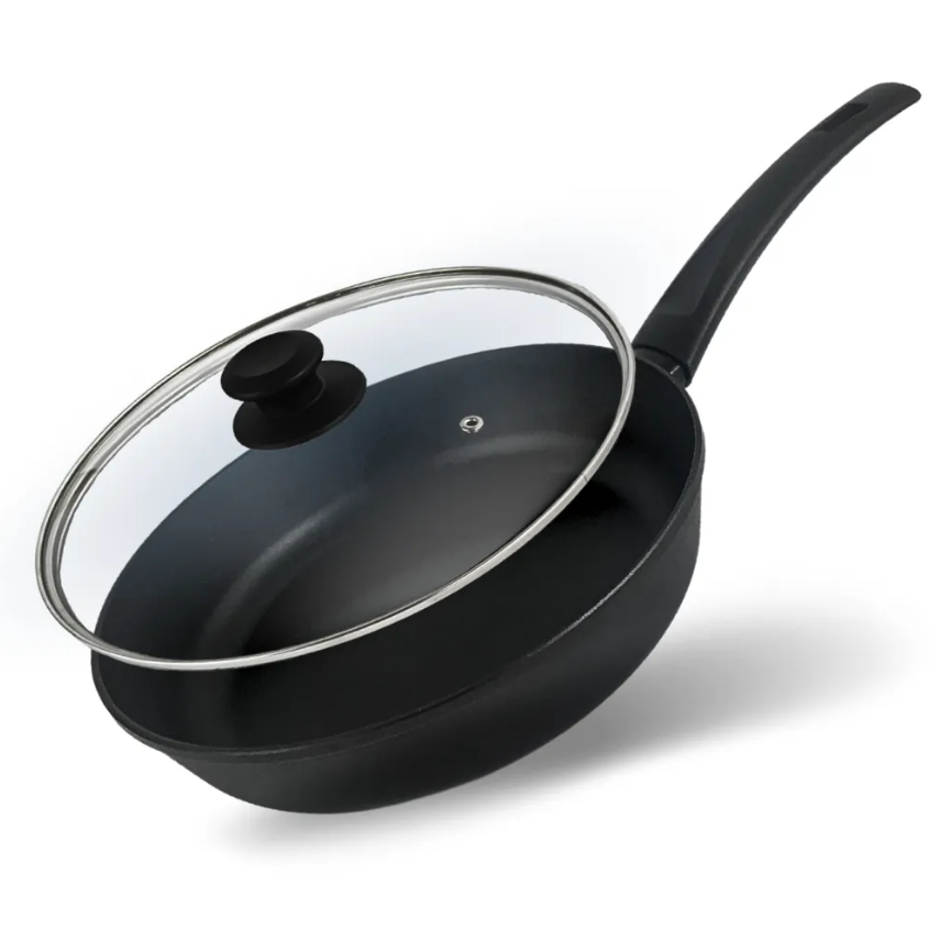 Сковорода алюминиевая Brizoll с антипригарным покрытием FIRST и стеклянной крышкой 28 см (51-2860-6)