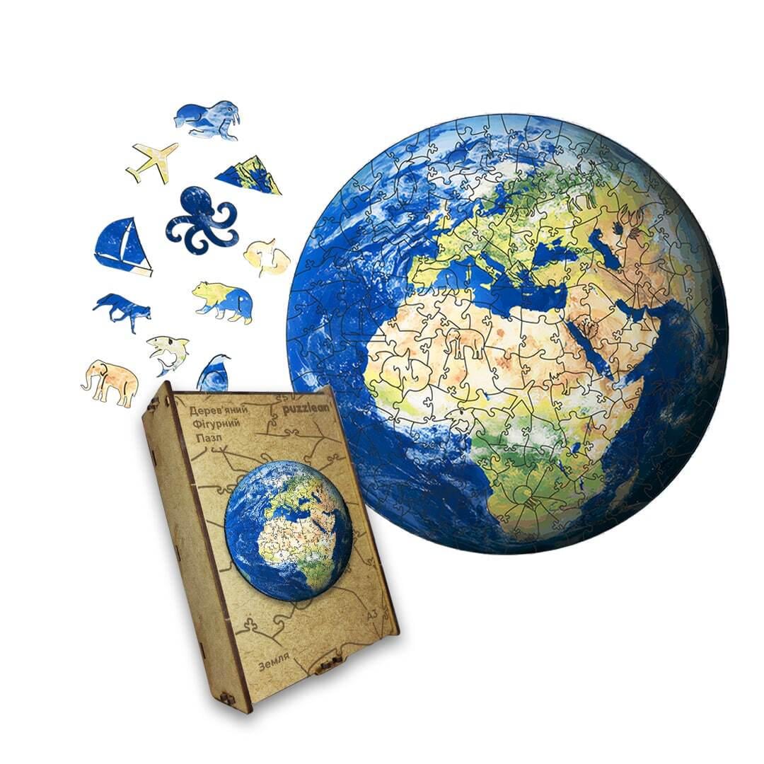 Пазл дерев'яний Планета Земля А4 картонна коробка 100 ел. (puzzlean-915-KART-А4) Пазл дерев'яний Планета Земля А4 картонна коробка 100 ел. (puzzlean-915-KART-А4)
