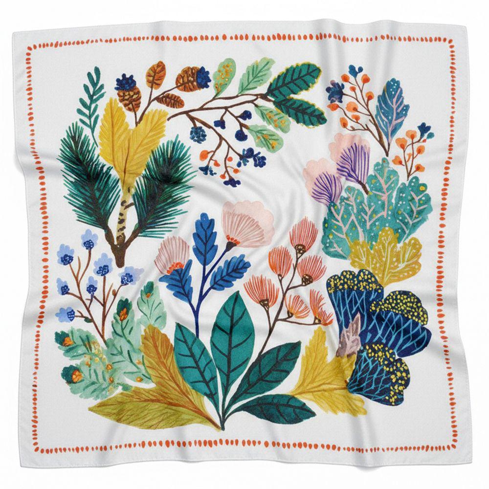 Платок шелковый Presentville Армани с принтом Веточки 68х68 см (HUST_26NY010)